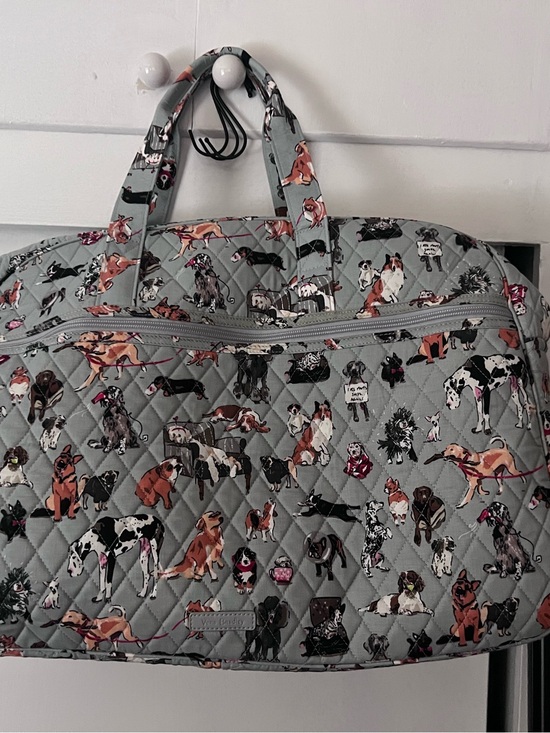 Vera Bradley Handbags - Vera Bradley Gray Quilted Dog Print Travel Tote
